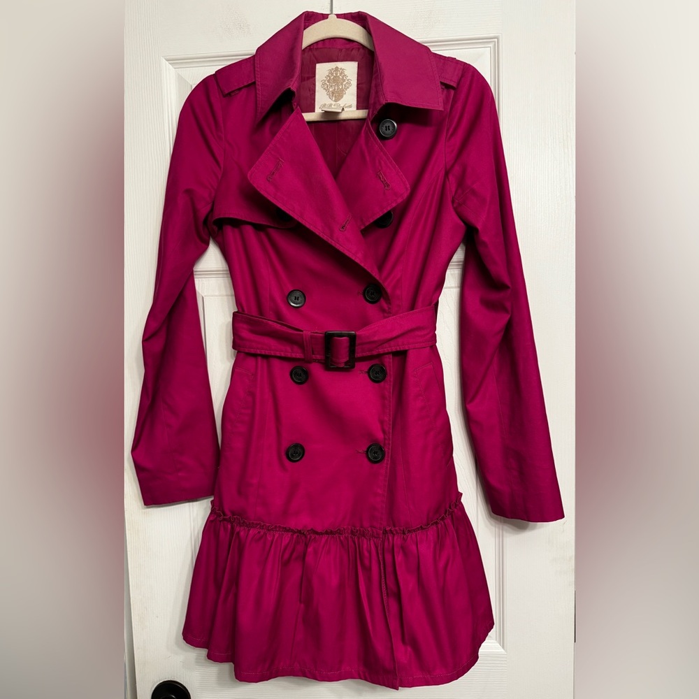 BB Dakota Fuchsia Double-Breasted Trench Coat